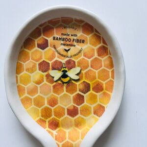 Spoon Rest Honeybee Honeycomb Design Melamine Easy Care Dishwasher Safe